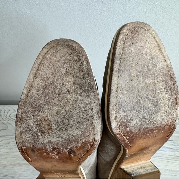 Rag & Bone Finlay Taupe Suede Western Pull-on Ankle Boots Wooden Heel Size 9.5 - Picture 11 of 16